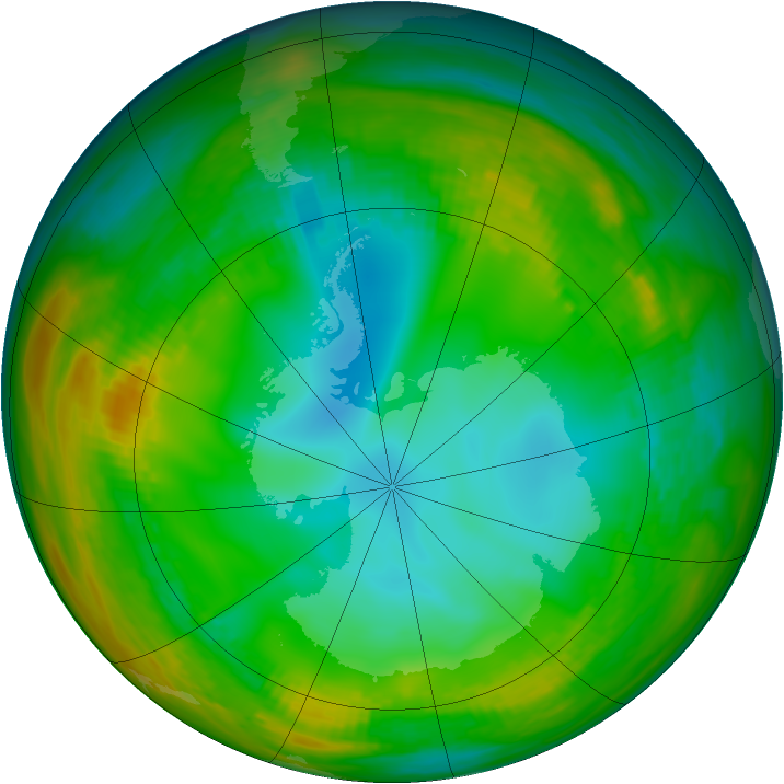 Antarctic ozone map for 16 July 1981